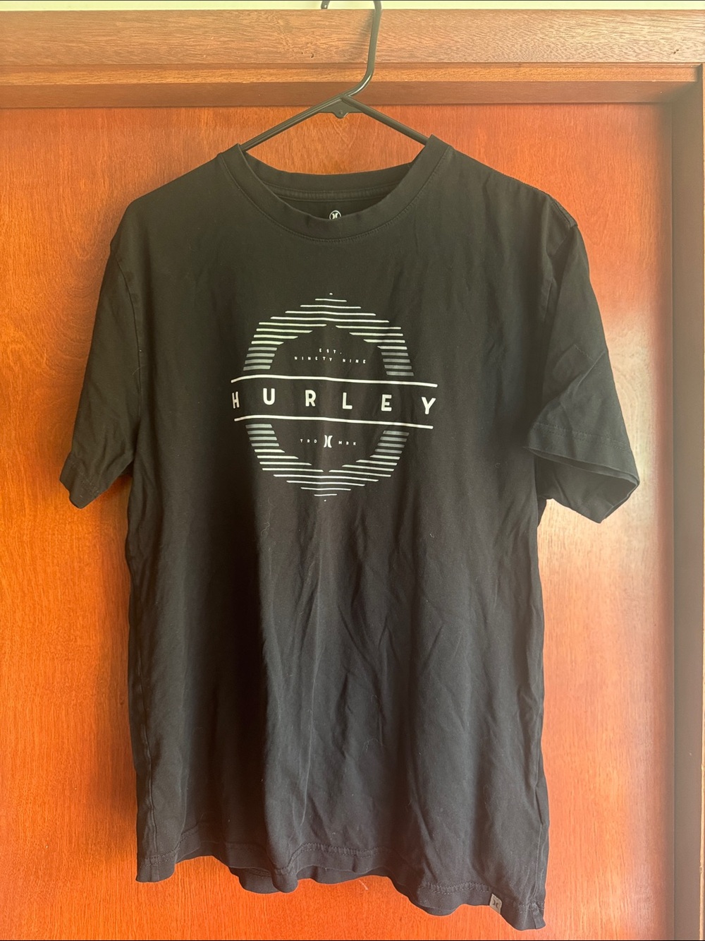 Hurley Black Short-Sleeve Tee with White Circular Logo